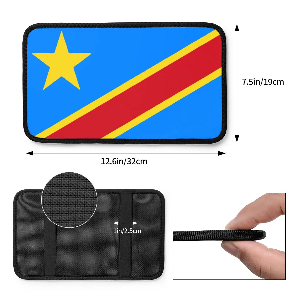 Flag Of Congo Kinshasa Zaire Center Console Cushion Pad for Cars Car Interior Accessories Armrest Cover Mat Storage Box Pad