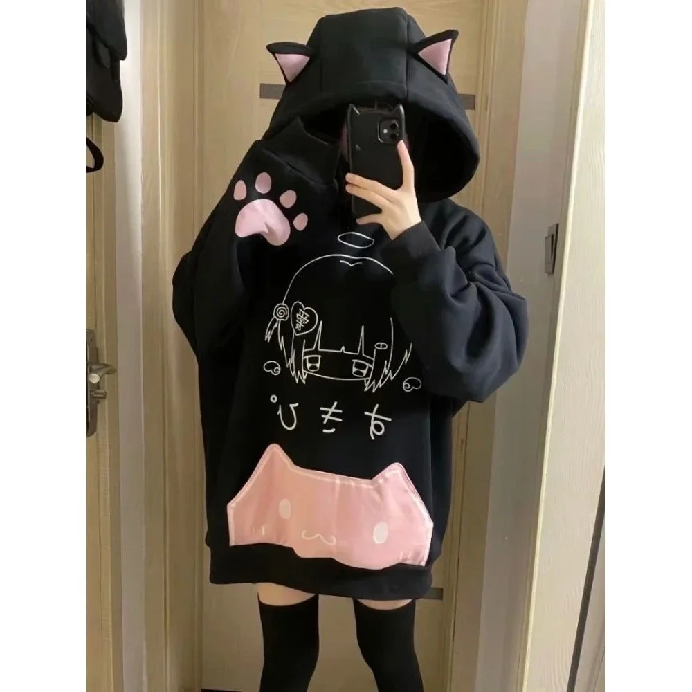 

Женские толстовки с принтом в стиле японского мультфильма, готика Харадзюку, модная уличная одежда, весенняя коллекция, 100% другой материал