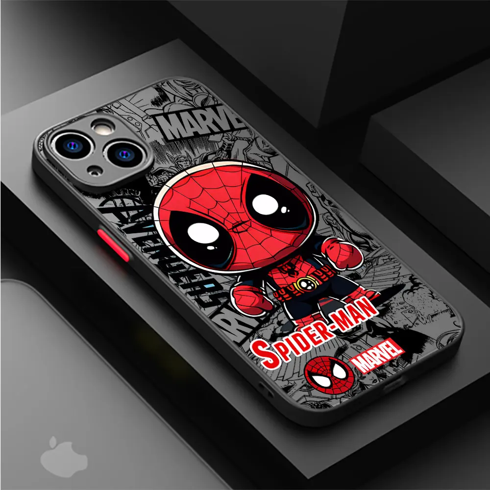 Marvel Iron Spider Man Case for Apple iPhone 7 8 Plus 15ProMax 11 Pro SE 14 Pro 13 Mini XS Max XR 12 Luxury Bumper Matte Cover 