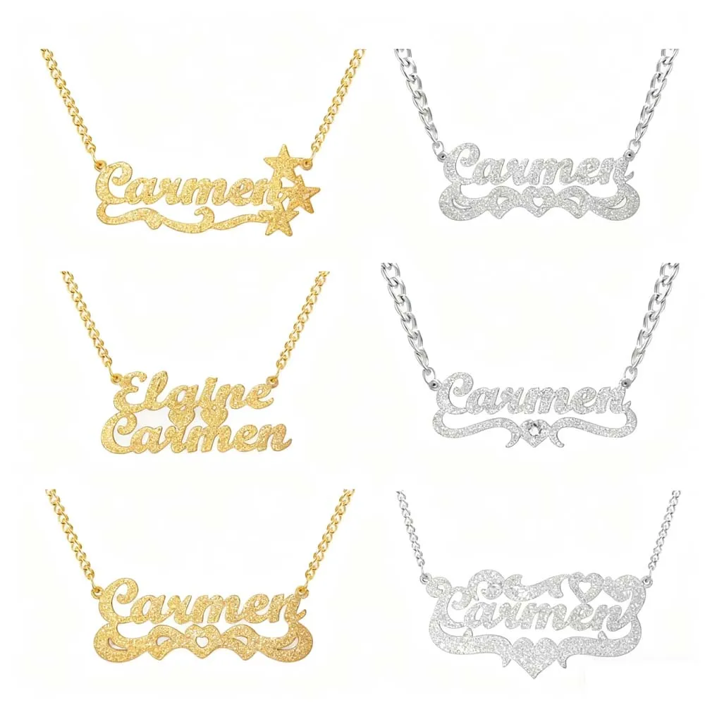 كبير الذهب اللون الفاخرة بلينغ قلادة اسم مخصص شخصية قلادة هدية للنساء الأسود سلسلة رجالية الفولاذ المقاوم للصدأ الهيب البوب #5