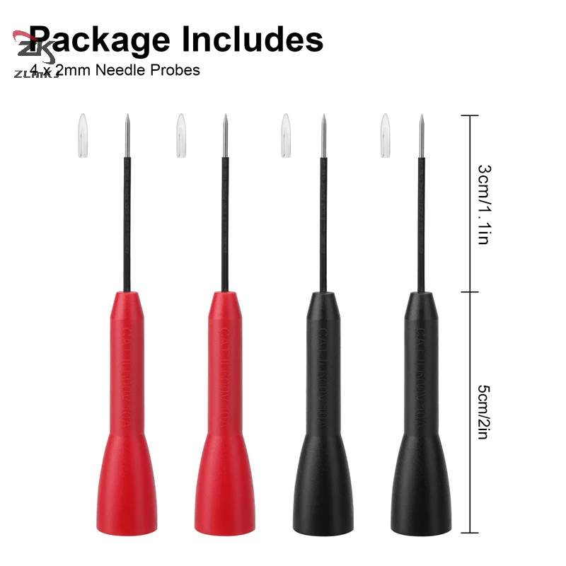 4Pcs 절연 피어싱 니들 핀 비파괴 멀티미터 테스트 프로브 10A 600V 2mm 테스트 리드 멀티미터 테스트 프로브