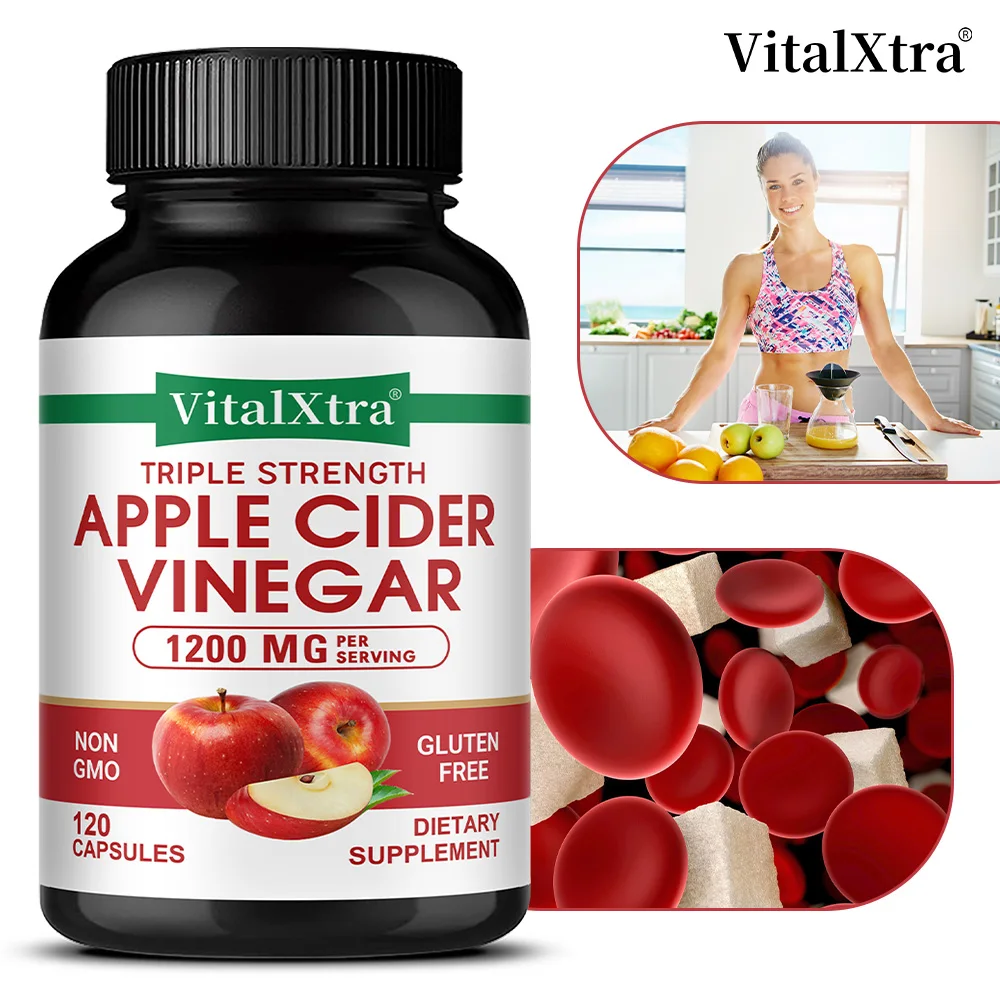 Apple Cider Vinegar Supplement - Promote Metabolism and Digestion, Detox, Gut and Immune Health, 120 Vegan Capsules