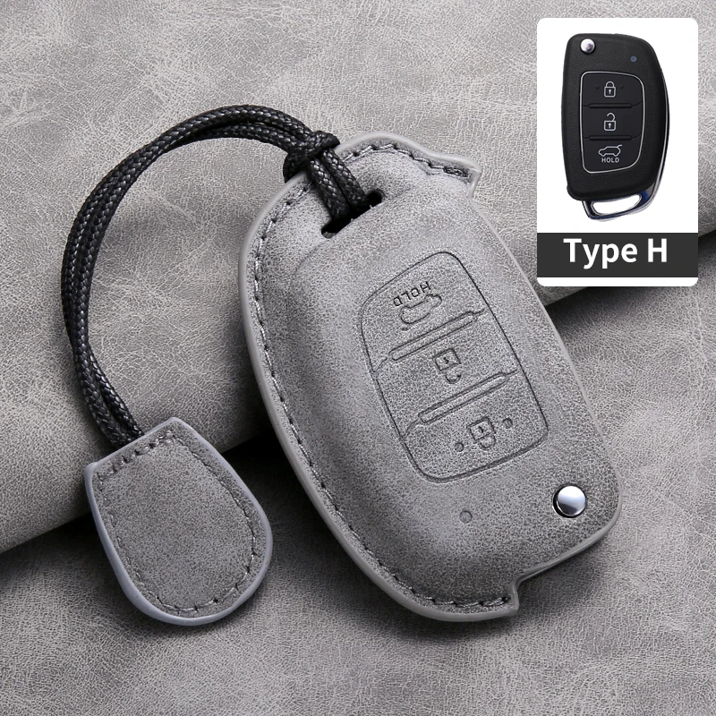 

Leather Car Flip Key Case Cover for Hyundai Grand i10 2023 I20 I30 IX35 IX45 HB20 Elantra Solaris Sonata Santa Fe Sport Tucson