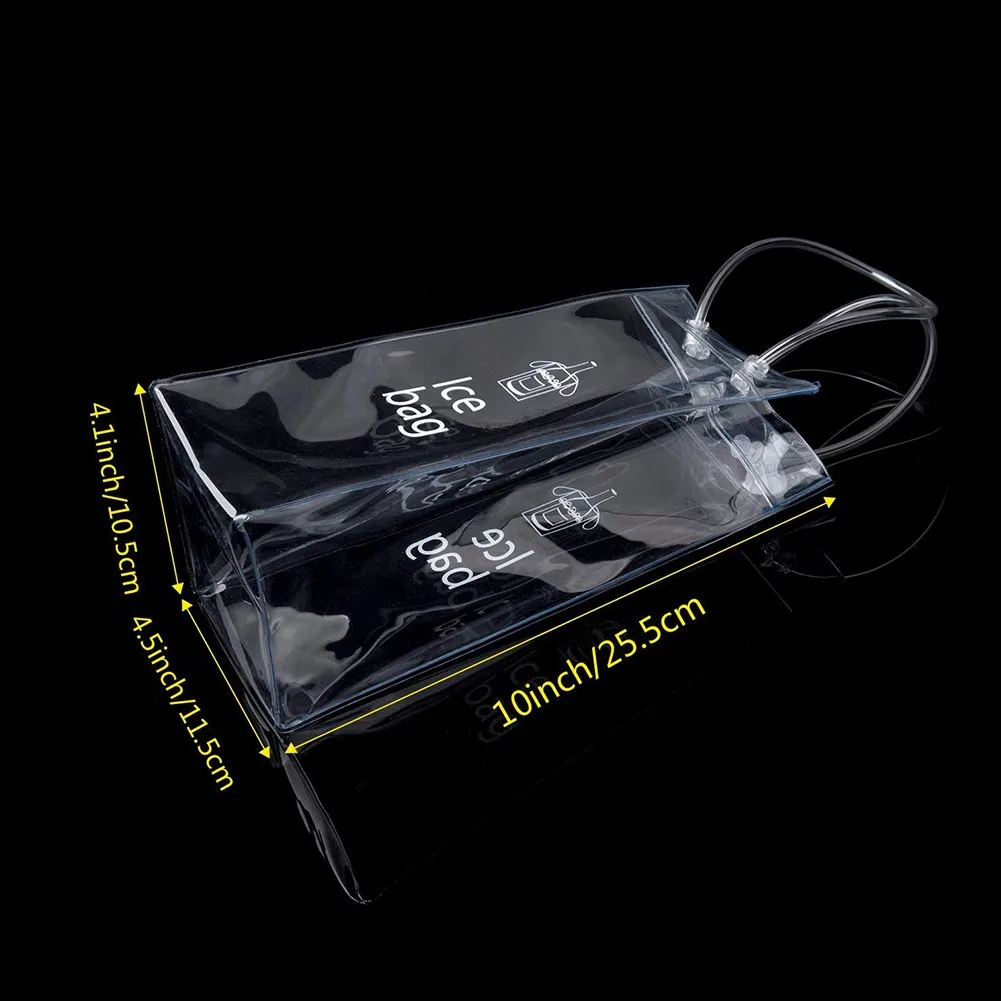 1/2PCS Ice Wine Bags PVC Transparent Cooler Clear Pouch Ice Bucket Wine Champagne Bottle Chiller With Carry Handle Drink Bottle
