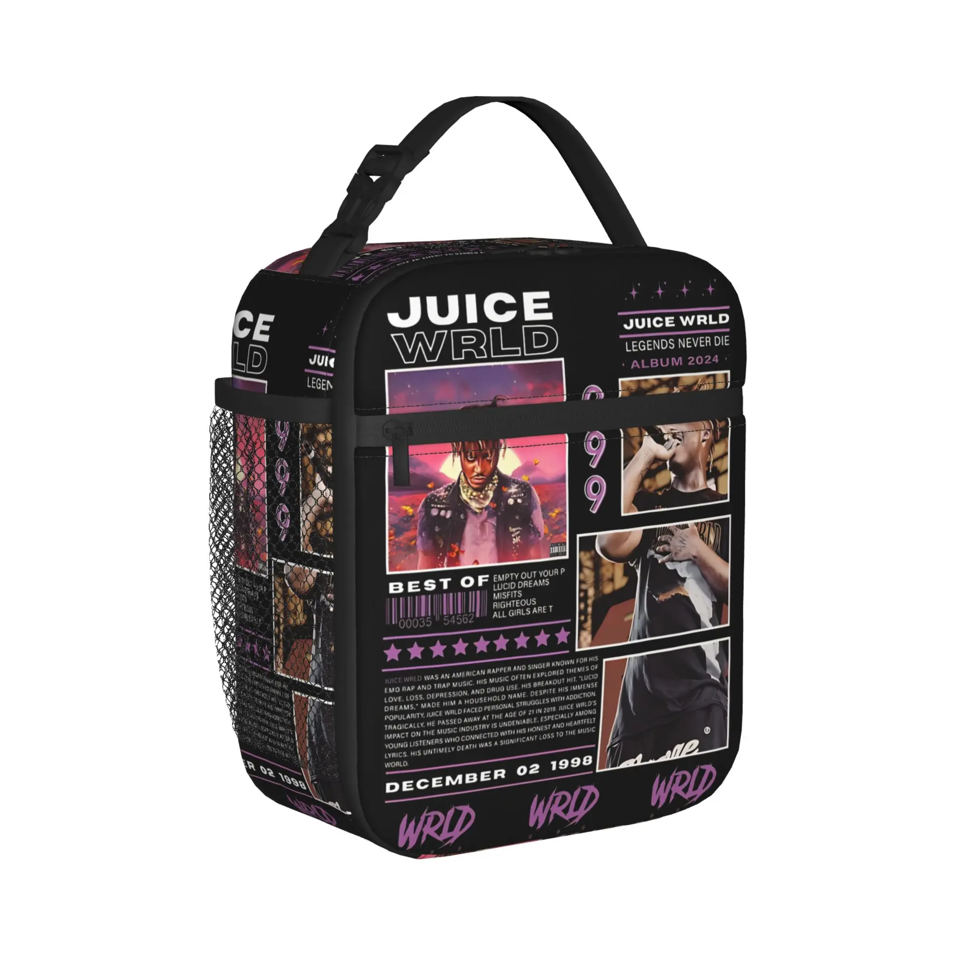 Juice Music Wrld Insulated Lunch Bag Leakproof Hip Hop Reusable Cooler Bag Tote Lunch Box School  Picnic Food Bag