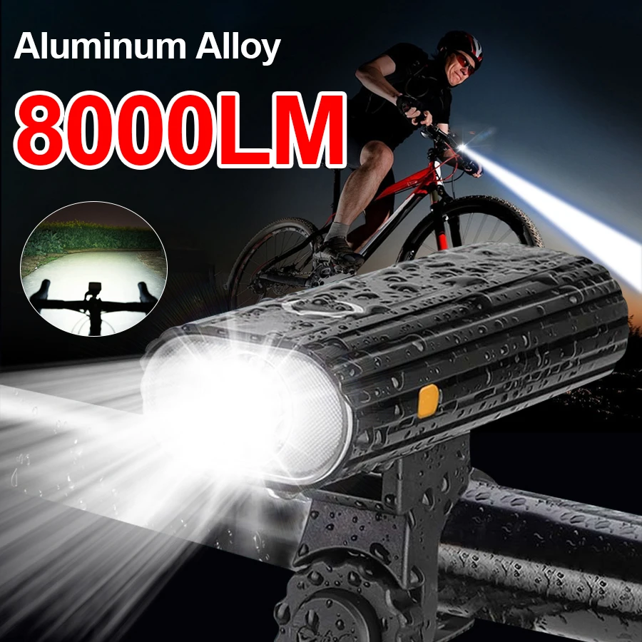 

Портативный велосипед свет 8000 Lumens фары велосипед перезаряжаемые светодиодные огни Handlebar MTB Road подсветка велосипедных аксессуаров факер