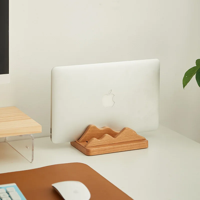 

Japanese Wooden Vertical Laptop Stand Holder Notebook Tablet Station Support for Macbook Air Pro PC Card Slot Cherry Wood Holder