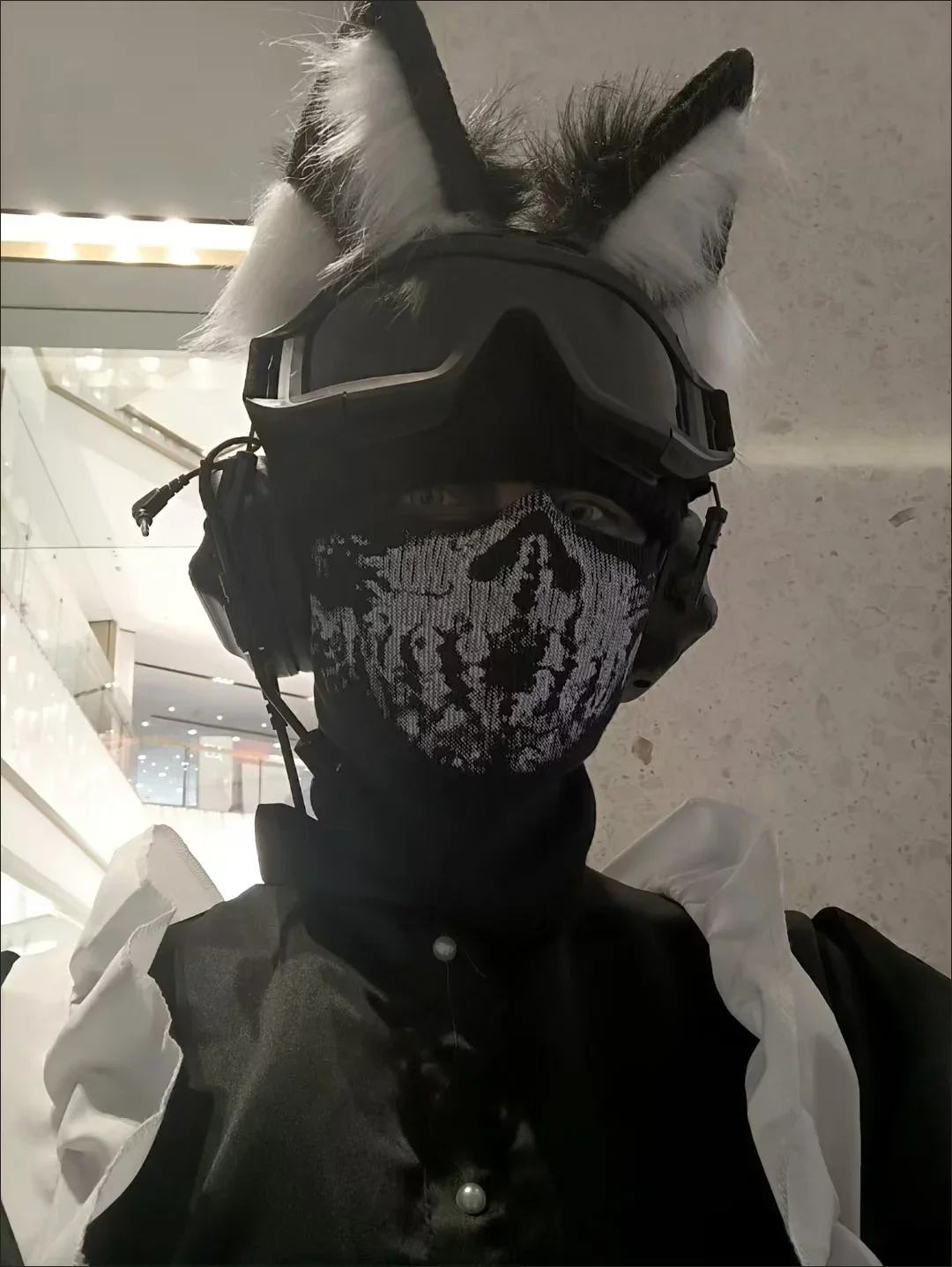 2025 New Skull Ghost Motorcycle Mask - Black Windproof Ghost Face Headwear for Cosplay War Game Outdoor Riding