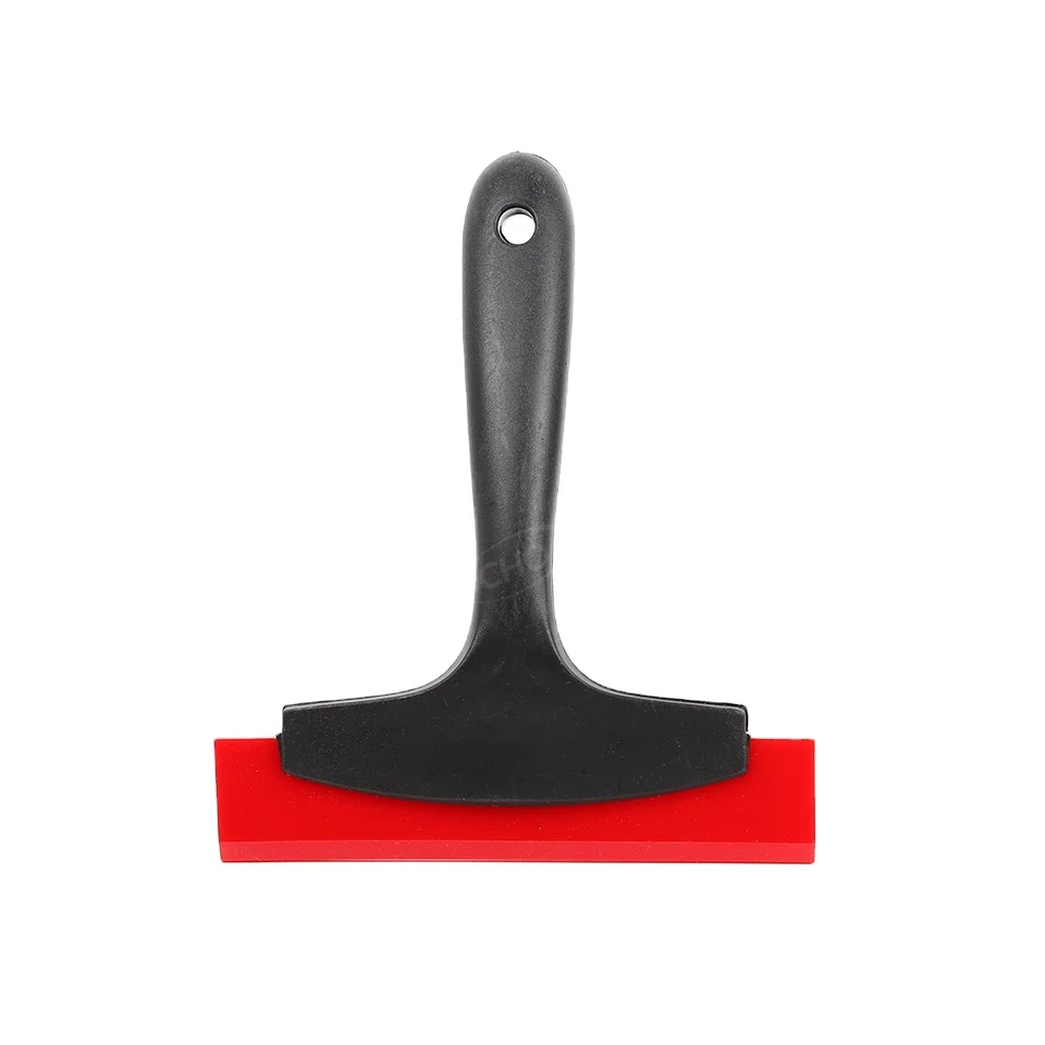 DCHOA Red Rubber Handle Squeegee Glue Remover Scraper for Vinyl Wrap PPF Window Tint Film Car Care Detailing Tool
