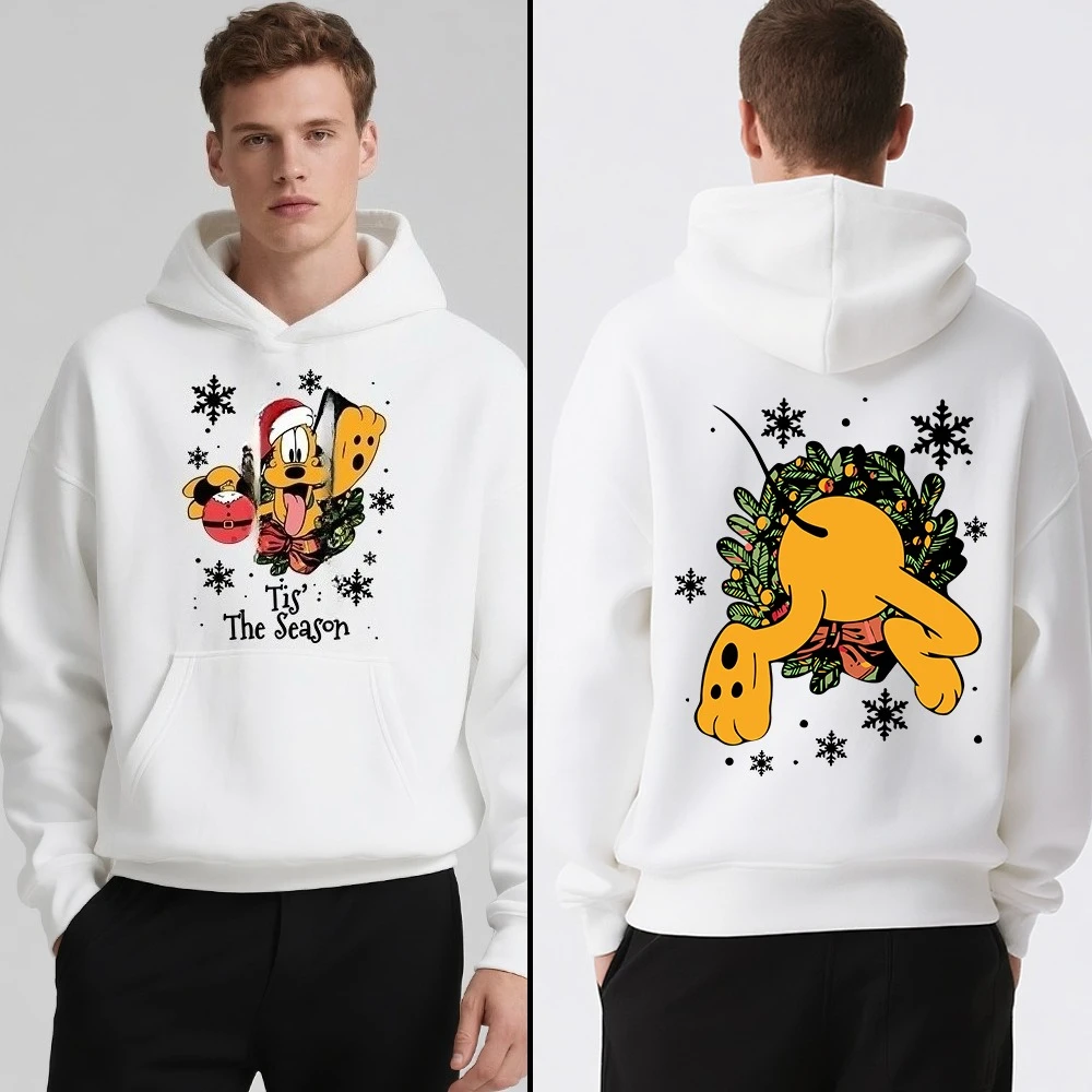 Miniso Disney Pluto Print Sweat à capuche pour homme Pull chaud et confortable pour les vacances Voyages Fête de Noël Vêtements d'hiver décontractés