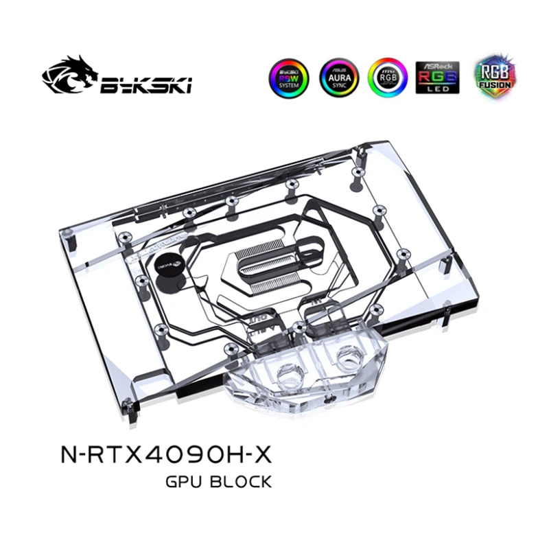 Bykski GPU Water Block for NVIDIA GeForce RTX 4090 Reference Edition AIC Card / Copper Cooling Radiator RGB AURA / N-RTX4090H-X