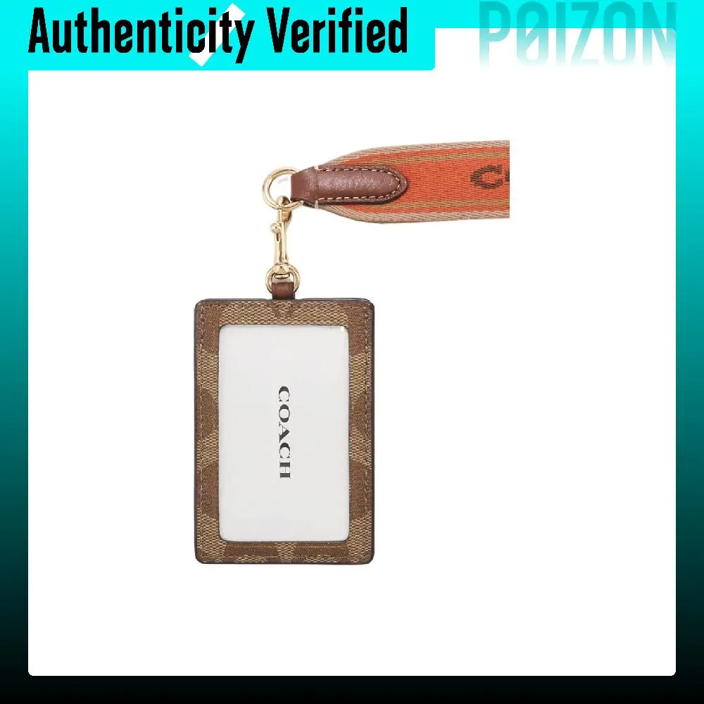 COACH Lanyard Pebbled Leather With Coated Canvas Lanyard Card Holder Card Holder Small Women's Brown CH713-IMVGM