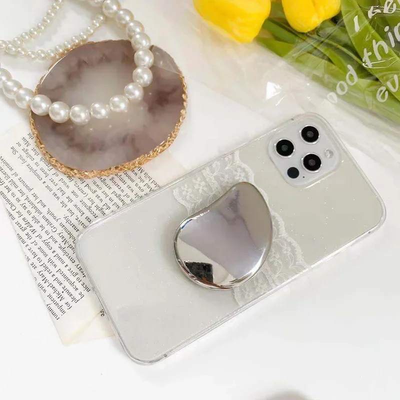 Pop Grip Socket Griptok Telefoonhouder Metalen Spiegel Mobiele Telefoon Standaard Met Intrekbare Standaard Ringgesp Tafel