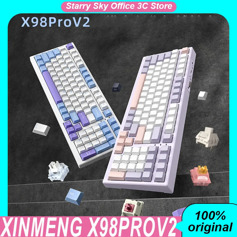 Xinmeng X98prov2 Mechanical Keyboard Wireless 5000mah Long Battery Life Hot Plug Rgb Customized Gaming Keyboard Laptop Accessory