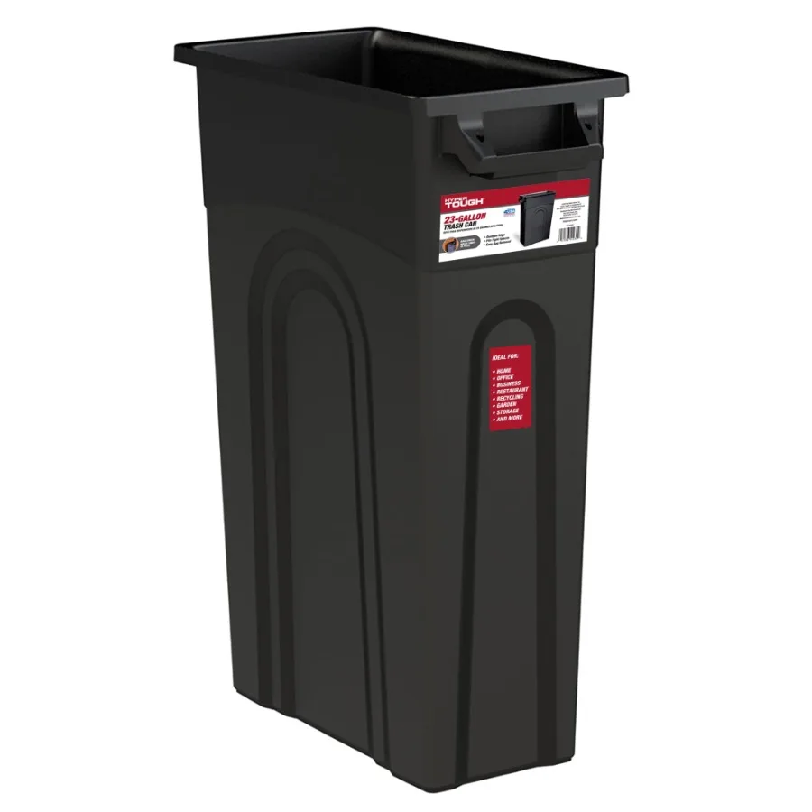 

23 Gallon Heavy Duty Plastic Highboy Garbage Container for Indoor and Outdoor Use Durable Black Design with Locking Lid and Eas