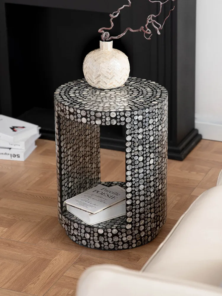 Modern Shell Storage Coffee Table Art Pearl Decoration Living Room Sofa Corner Tables Furniture