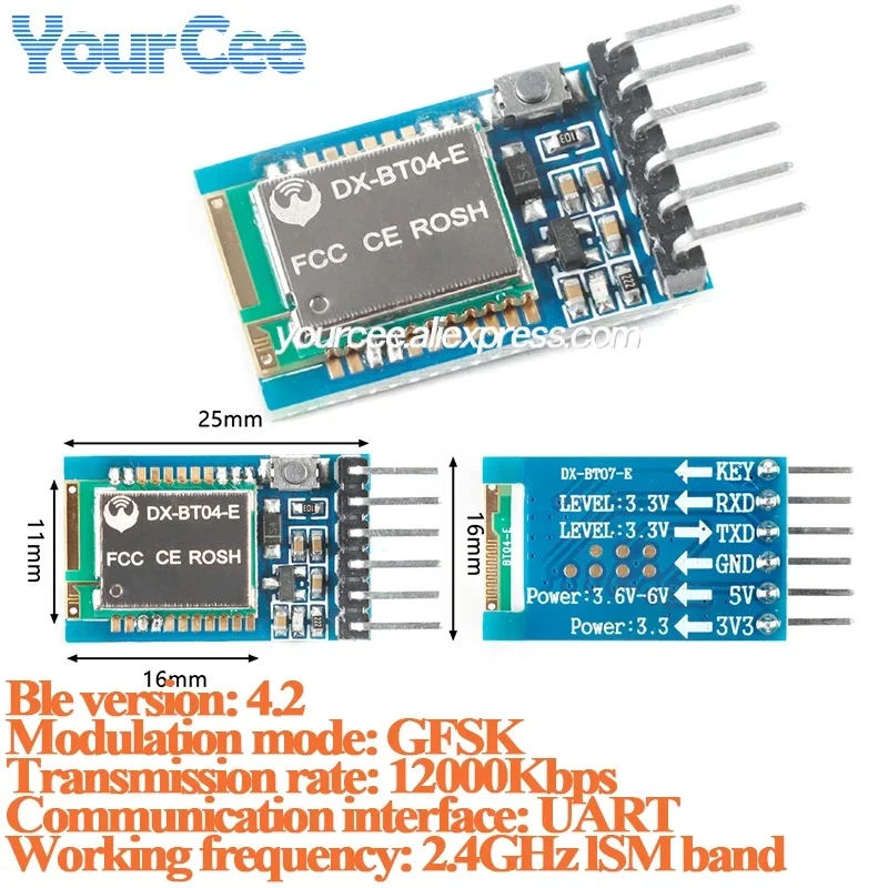 10pcs/1pc DX-BT04-E SPP3.0+BLE4.2 Dual-mode Wifi Wireless Serial Port Module DX BT04 E Transmission Bluetooth-compatible Module