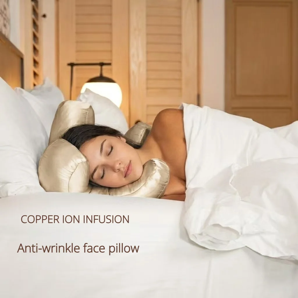 Anti-Wrinkle Side Sleeper Pillow flawless face pillow Copper Infused Pillowcase for Beauty Sleep, Smooth Surface for Hair & Skin