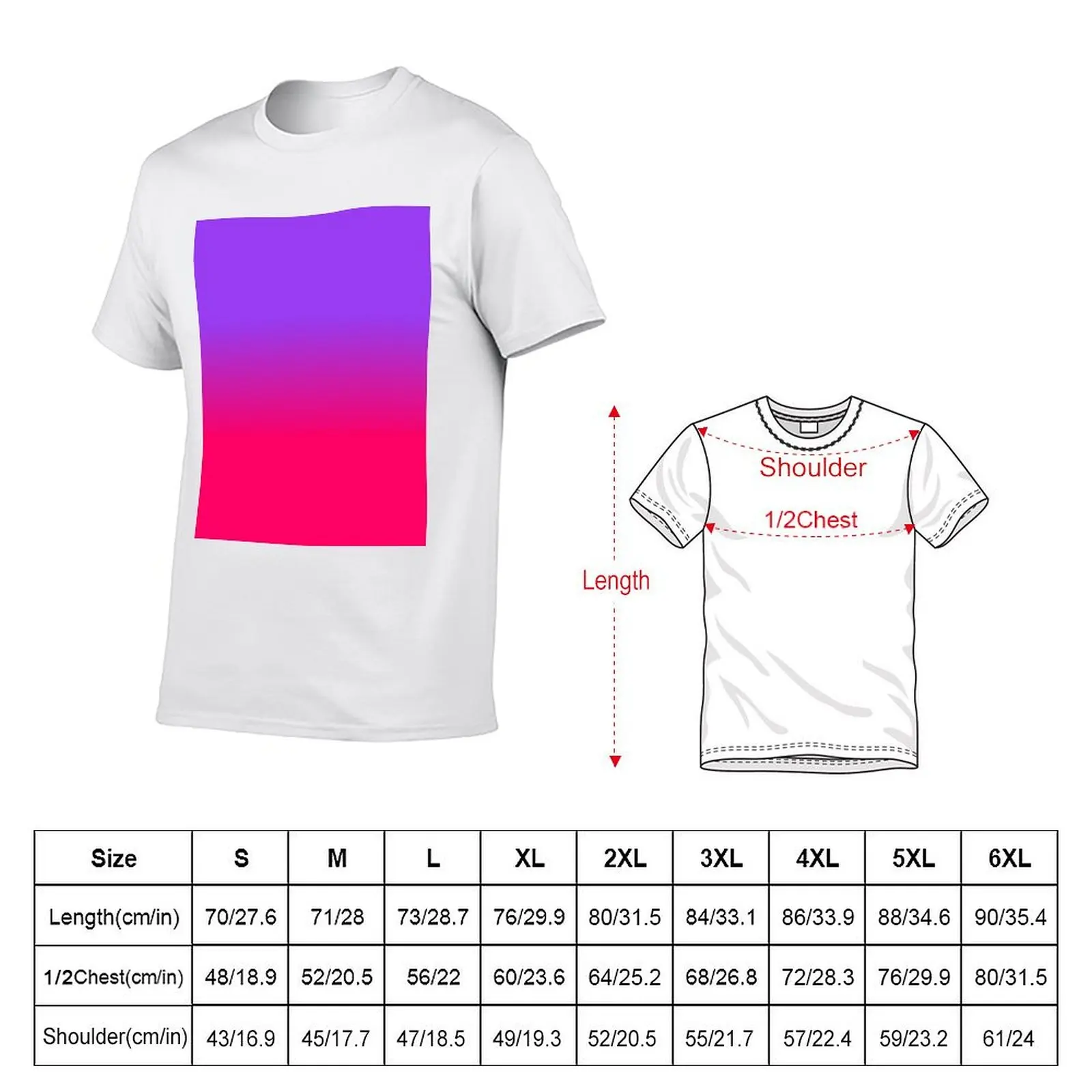 Neon Purple and Neon Pink Ombre Shade Color Fade T-Shirt Classic Graphic Short Sleeve Top