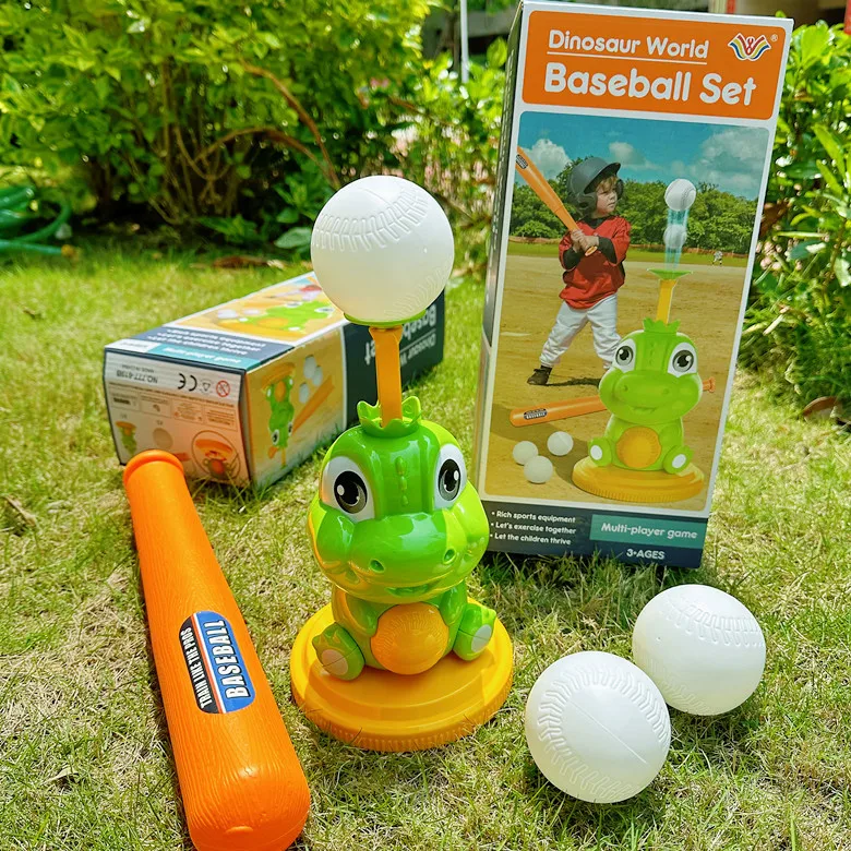 Set da baseball con dinosauro per bambini: giocattolo da gioco genitore-figlio per interni/esterni con 3 palline