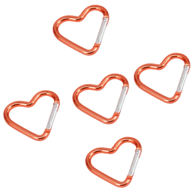 5Pcs Heart Carabiner Clip KeyRings Carabiner Keychains Metal Spring Hook for Purse Handbag Hardware