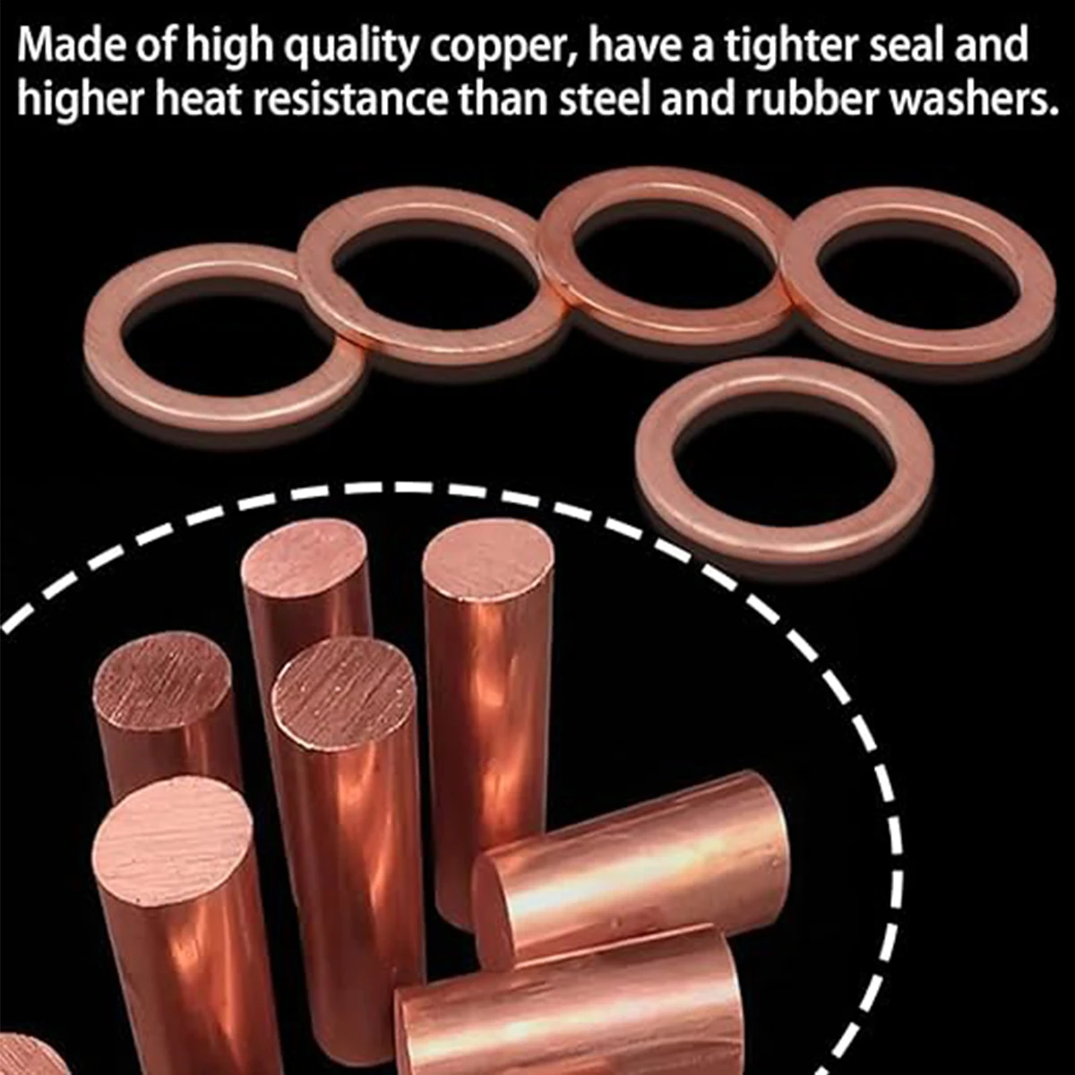 Picture 4: Copper Gasket Set 200pcs Flat Washers Assortment Metric Sealing  Industrial Use Metric Sizes for Plumbing and Automotive Sealing