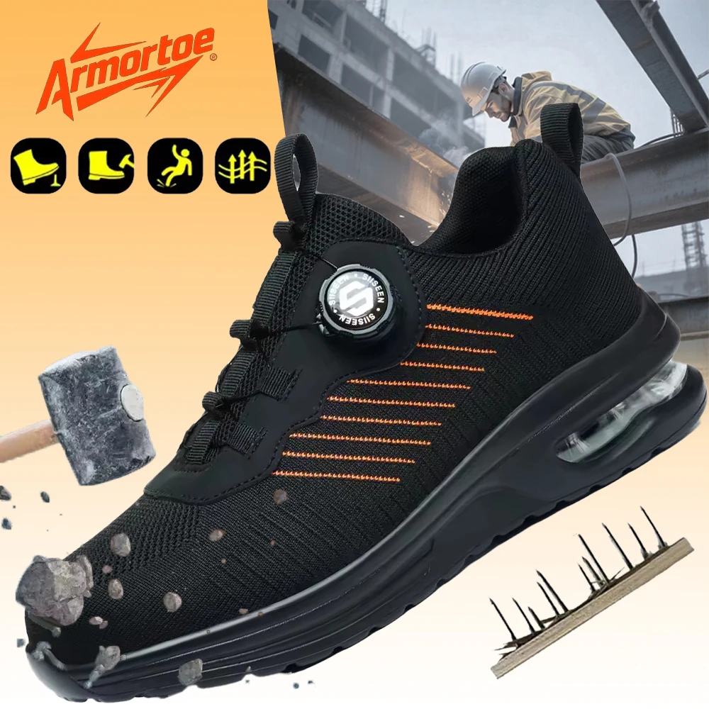 

ArmorToe Steel Head Rotating Buckle Anti-smash Safety Shoes Four Seasons Models Work Shoes Fashion Sneakers #Armor2749