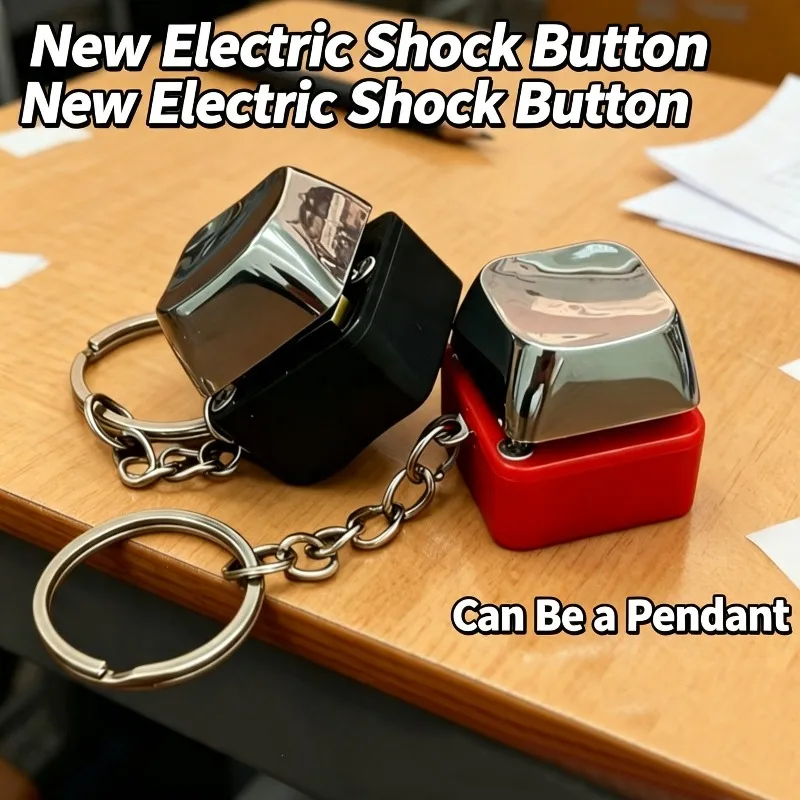 1/2Pcs Electric Shock Keyboard Fidget Keychain Street Trick Funny Novelty Sensory Keychain Shocking Handshake Clicker Pendant