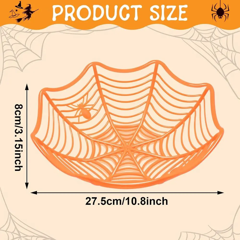 3 Pack Halloween Web Candy Bowls, 11 Inch Plastic Cobweb Design Serving Bowls in Orange, Black, and Purple for Halloween Party D
