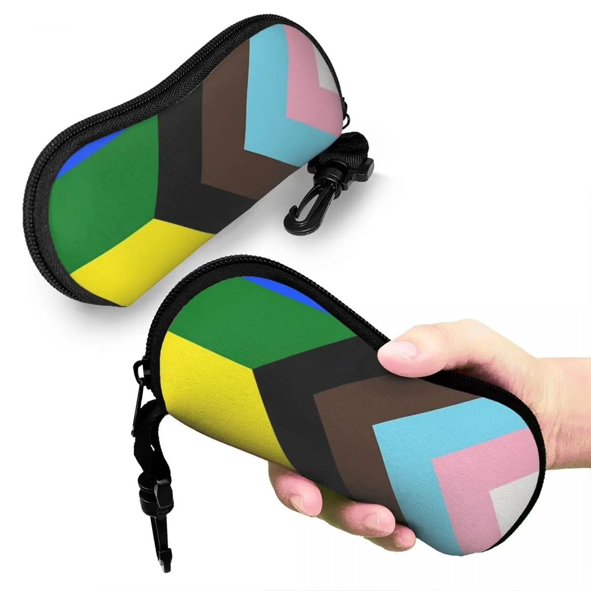 

Progress Pride Flag Shell Glasses Case Protective Sunglasses Box Women Men Soft Eyeglass Bag Pouch
