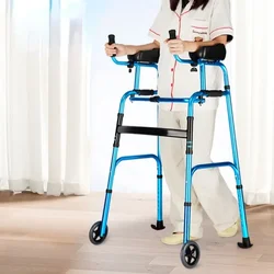 Stand Upright Walkers With Seat For Elderly Shopping Cart Auxiliary Walking Crutches Can Sit & Fold Walking Cane Car for Support
