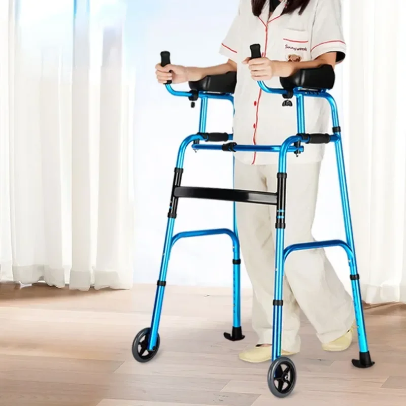 Stand Upright Walkers With Seat For Elderly Shopping Cart Auxiliary Walking Crutches Can Sit & Fold Walking Cane Car for Support