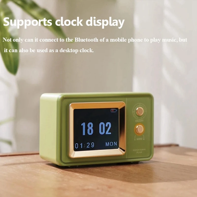 Retro Bluetooth-luidspreker Vintage audio-geluidssysteem Draadloze MP3-muziekspeler Ondersteuning Songteksten Display Kalender