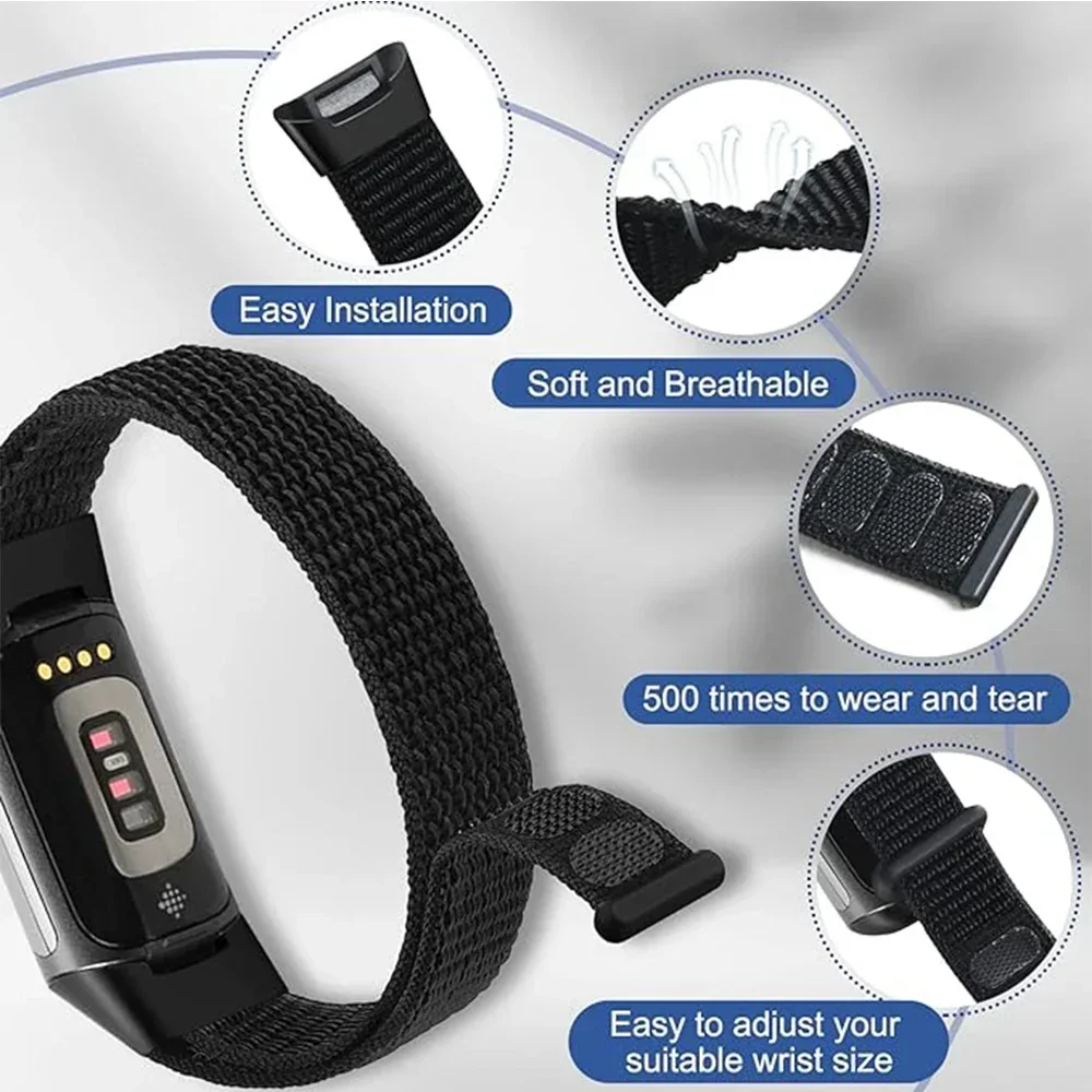 Sports Nylon Braided Strap for Fitbit Charge 6 5 Breathable Comfortable Bracelet Wristband Fitbit Charge 5 6 Correa Accessories