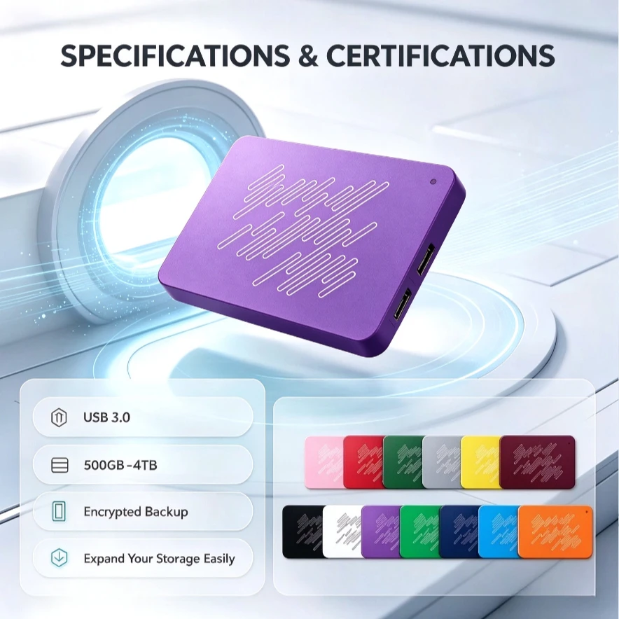 A3-2 Portable External Hard Drive Purple High Speed External Storage Disk Compatible with Windows Laptop & Desktop PC