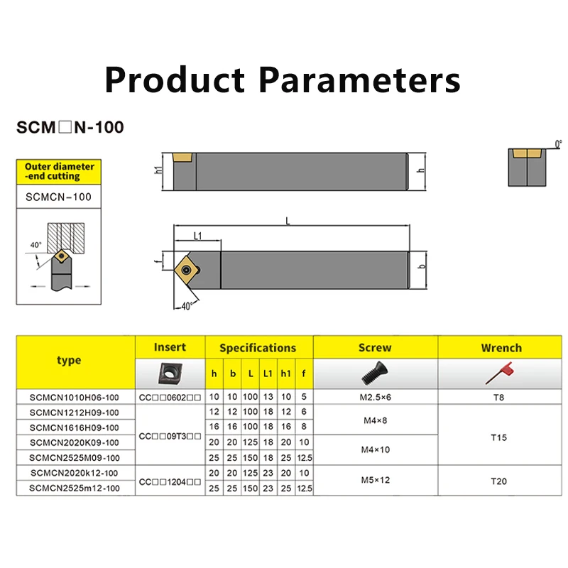 SCMCN1010 SCMCN1616 SCMCN2020 SCMCN2525-100 obtuse angle External Turning Tool SCMCN Cutter Bar CNC Lathe Bar Turning Holder