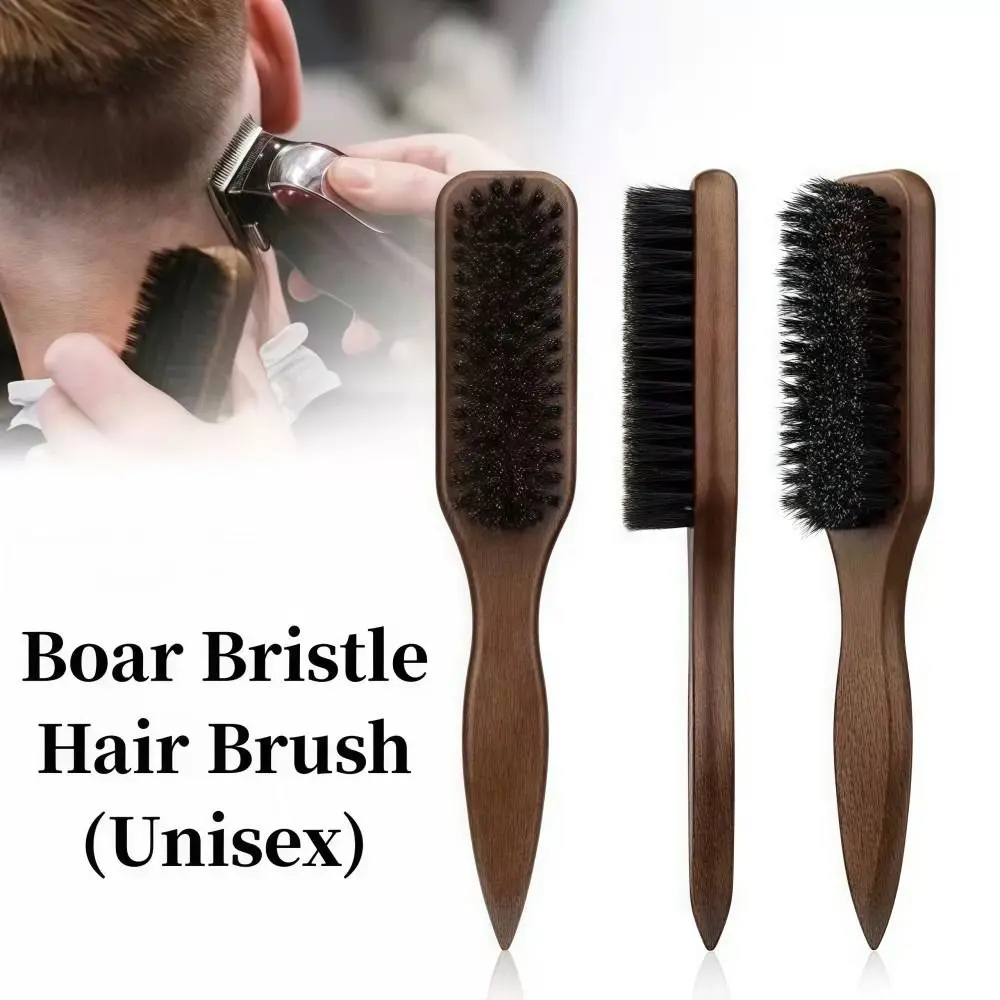 Smooth Boar Bristle Hair Brush Wooden Handle Backcombing Barber Styling Bristle Brush Durable Edge Control Back Hair Brush
