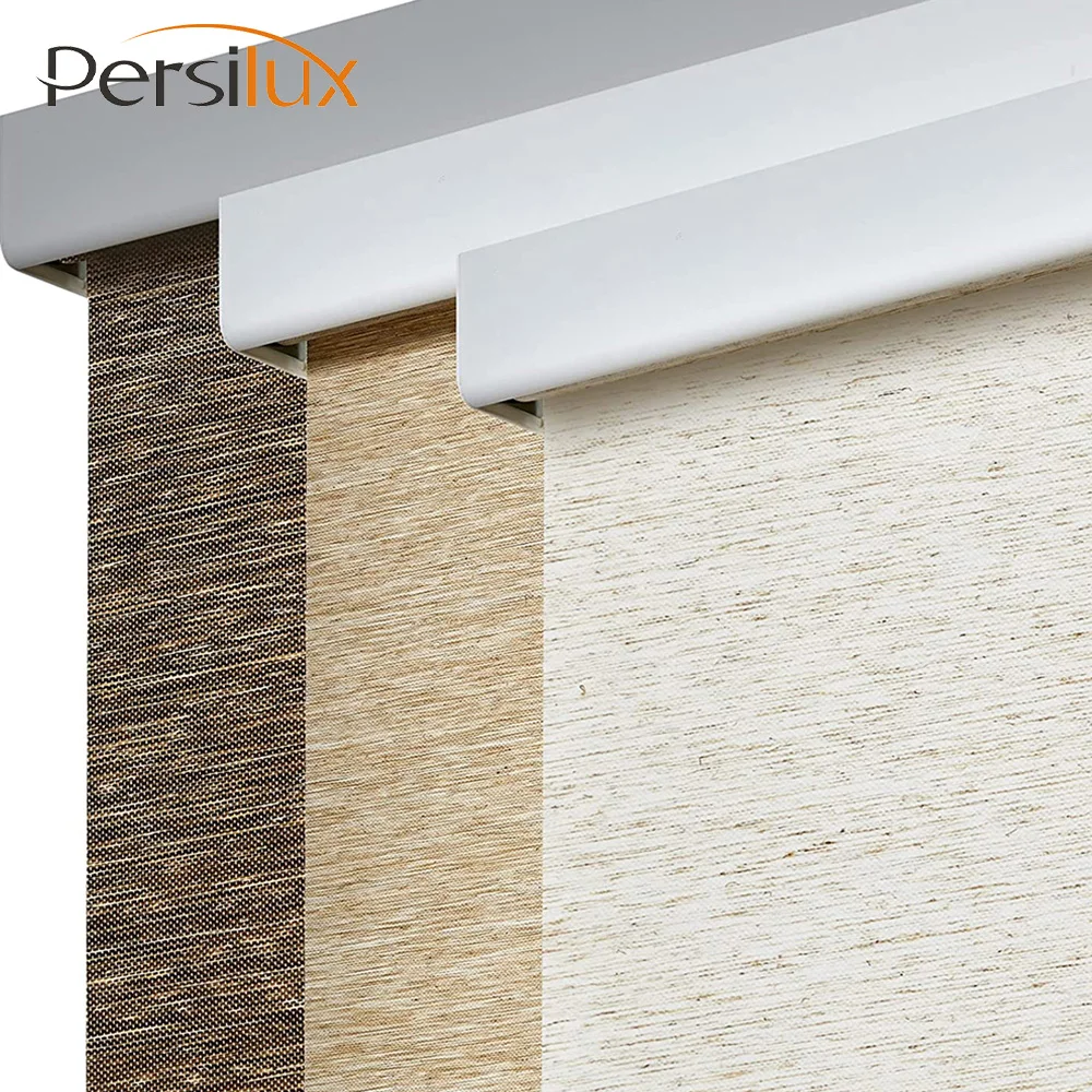 Persilux Cordless Roller Blinds  Natural Woven Fabric Light Filtering Window Treatmens for Windows