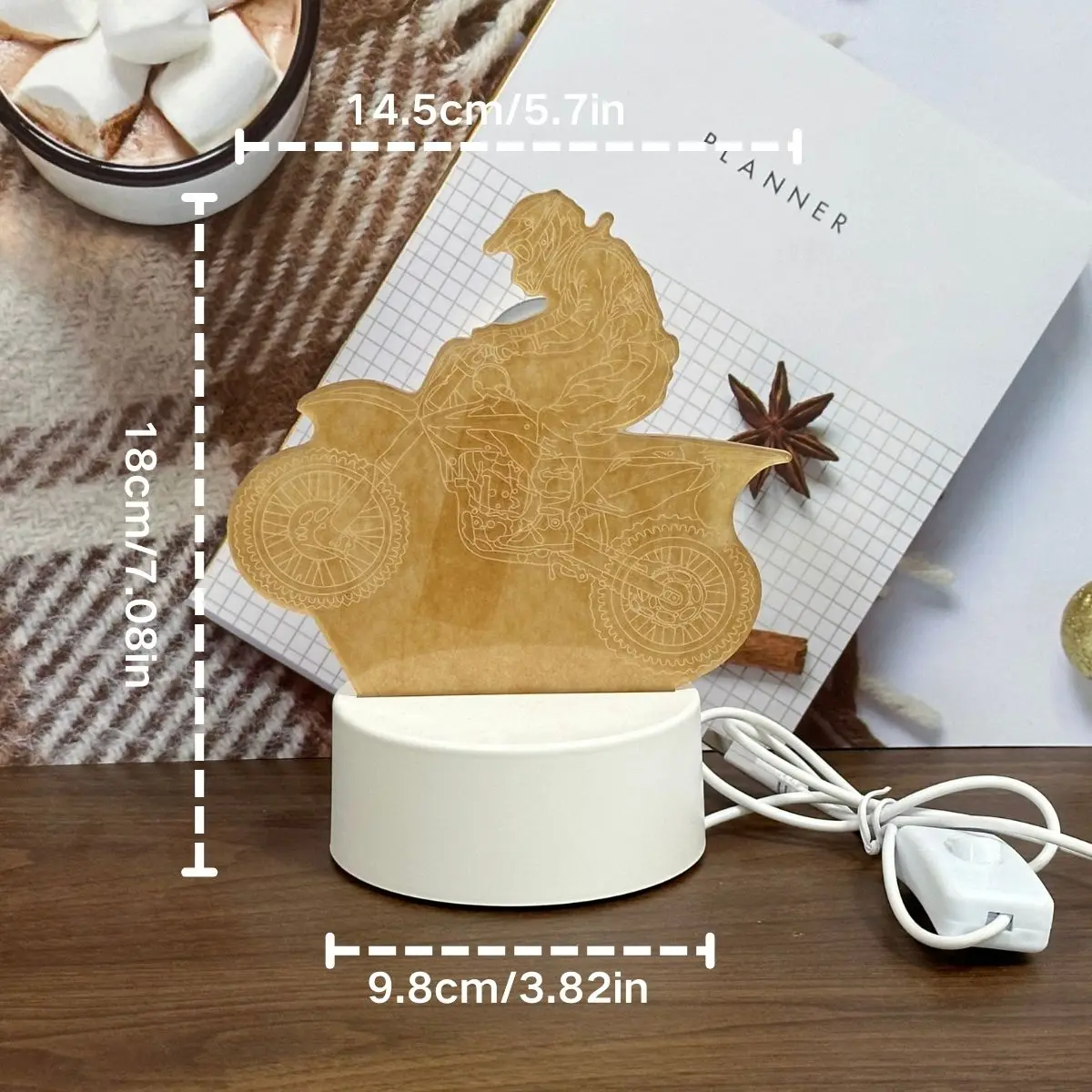 USB 3D luminous motorcycle creative night light, home decoration table decoration, living room and bedroom decoration light