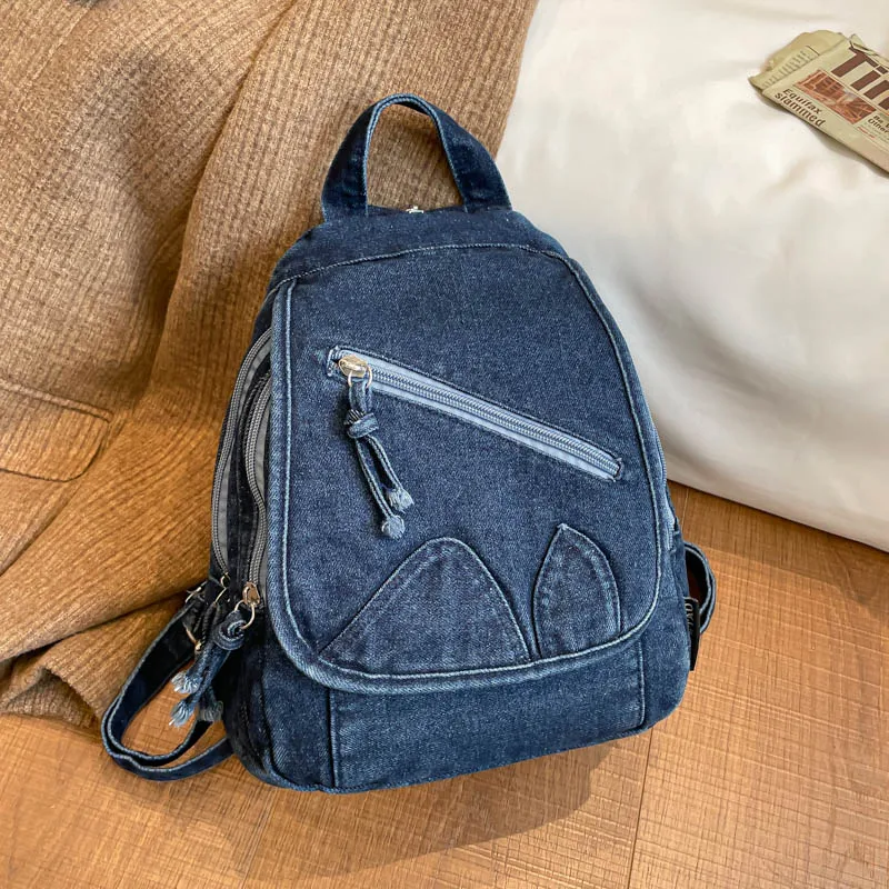 

Джинсовые повседневные молодежные универсальные рюкзаки на молнии, высокое качество, 2026, большая вместимость, внутренний карман на молнии, женские школьные сумки
