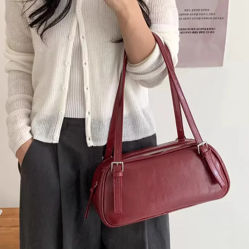 

Korean Style Boston Ins Niche Minimalist Underarm Bag Casual Large Capacity Shoulder Tote Bag Pillow Handbag for Women
