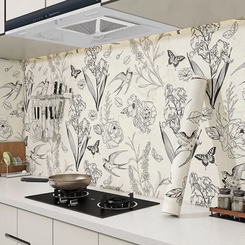 40cm Wide x 3m French Self-Stick Backsplash Waterproof Fireproof Peel and Stick for Kitchen Cabinets Renovator Easy