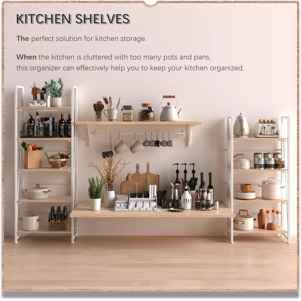 Collapsible 5-Shelf Bookshelf, 62.2 High, White, Ideal for Small Spaces Storage