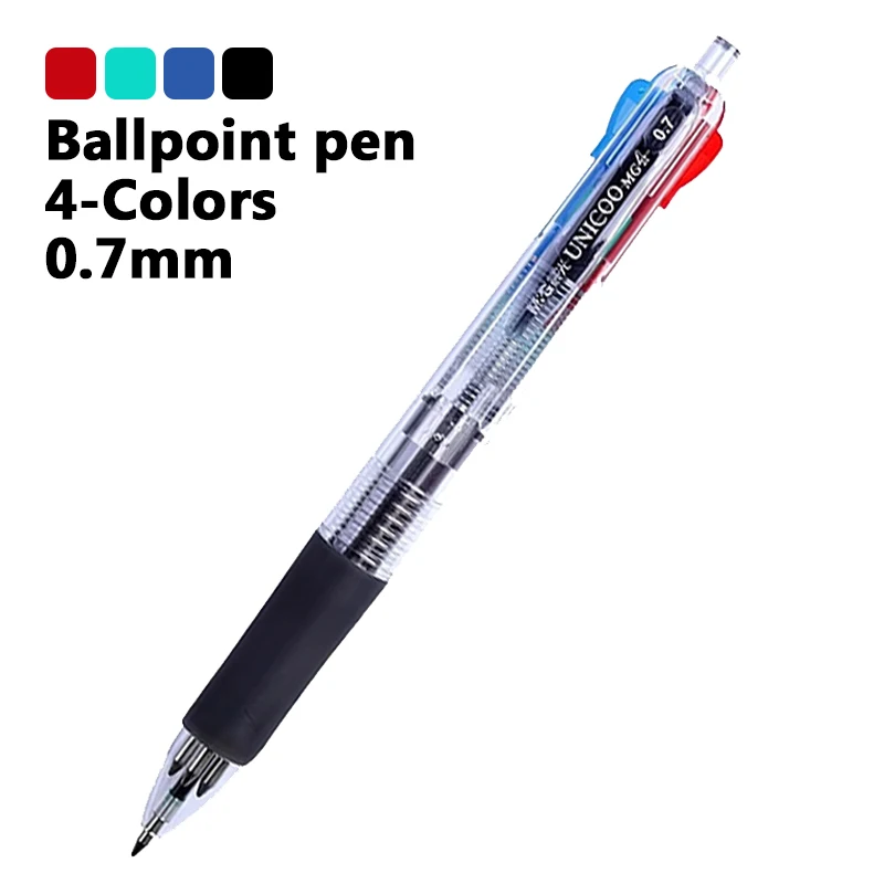 

4 in 1 Ballpoint Pens Red/Black/Blue/Green Ink Color 0.7mm Student Gel Writing Stationery Fine School Supplies Pencils Office