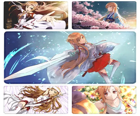 Anime Sword Art Online Yuuki Asuna teclado Mouse Pad Large Gaming Big Mouse Mat Computer Locking Edge Anime girl Keyboard Desk
