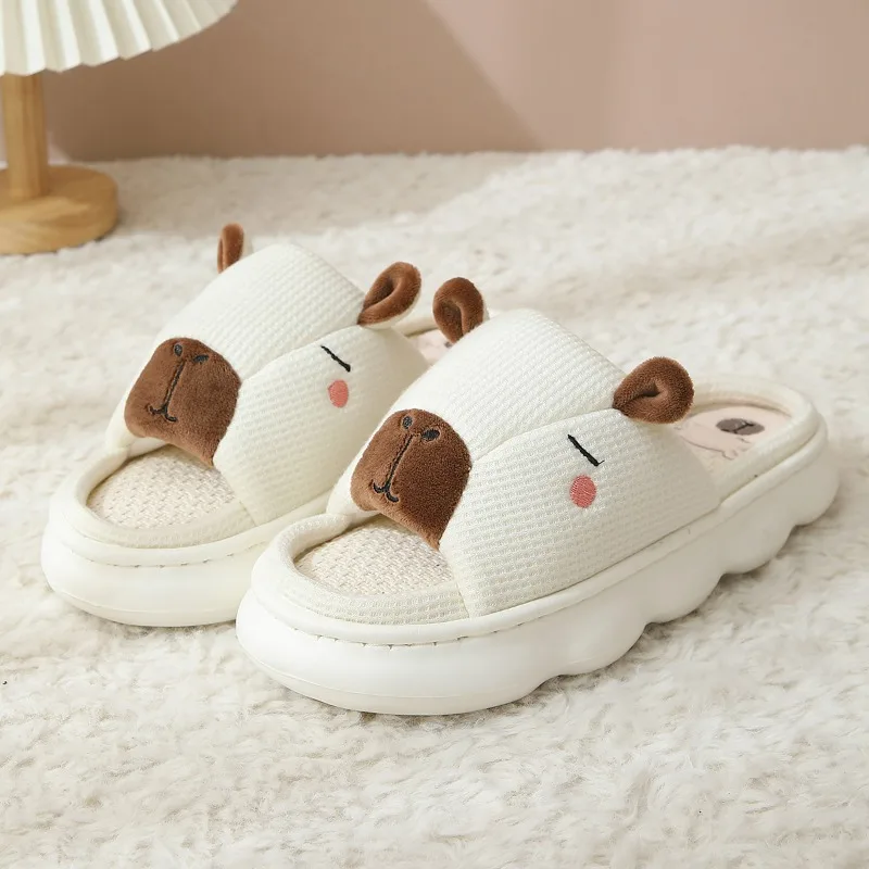 Cotton Linen Platform Slippers Women Home Cartoon Cute Designer Shoes Girls Fashion Trend Spring Summer Elegant Indoor Footwear