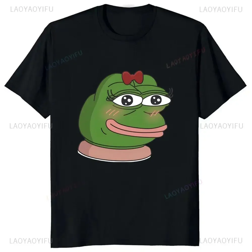 Cute Funny Frog Pepe Frog Patterned Shirt with Rich Funny Memes Classic Casual Fashion Unisex T-shirt