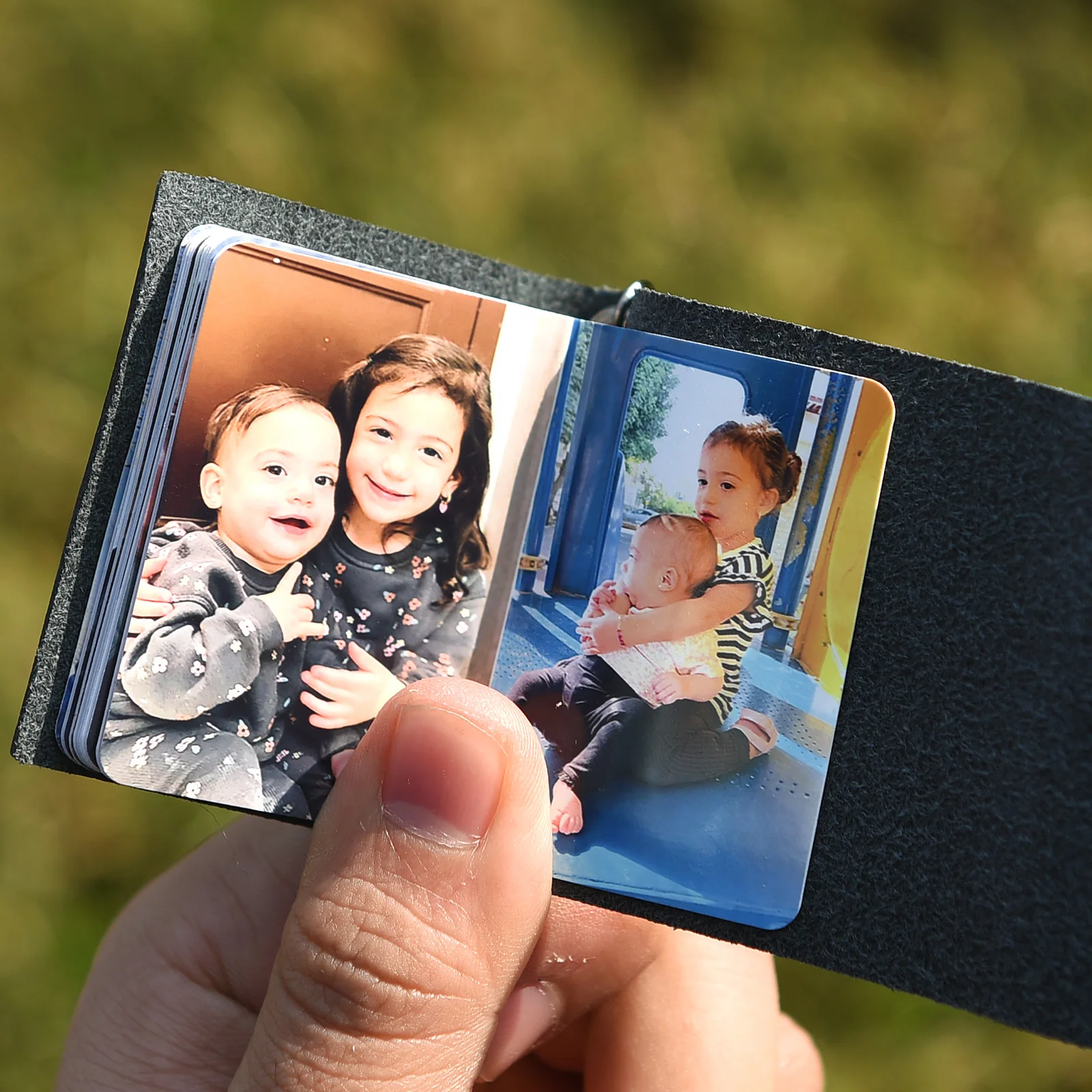 Customized Photo Album Genuine Leather Keychain Couples Gift For Boyfriend Anniversary Personalize Mini Pictures Book Keyrings