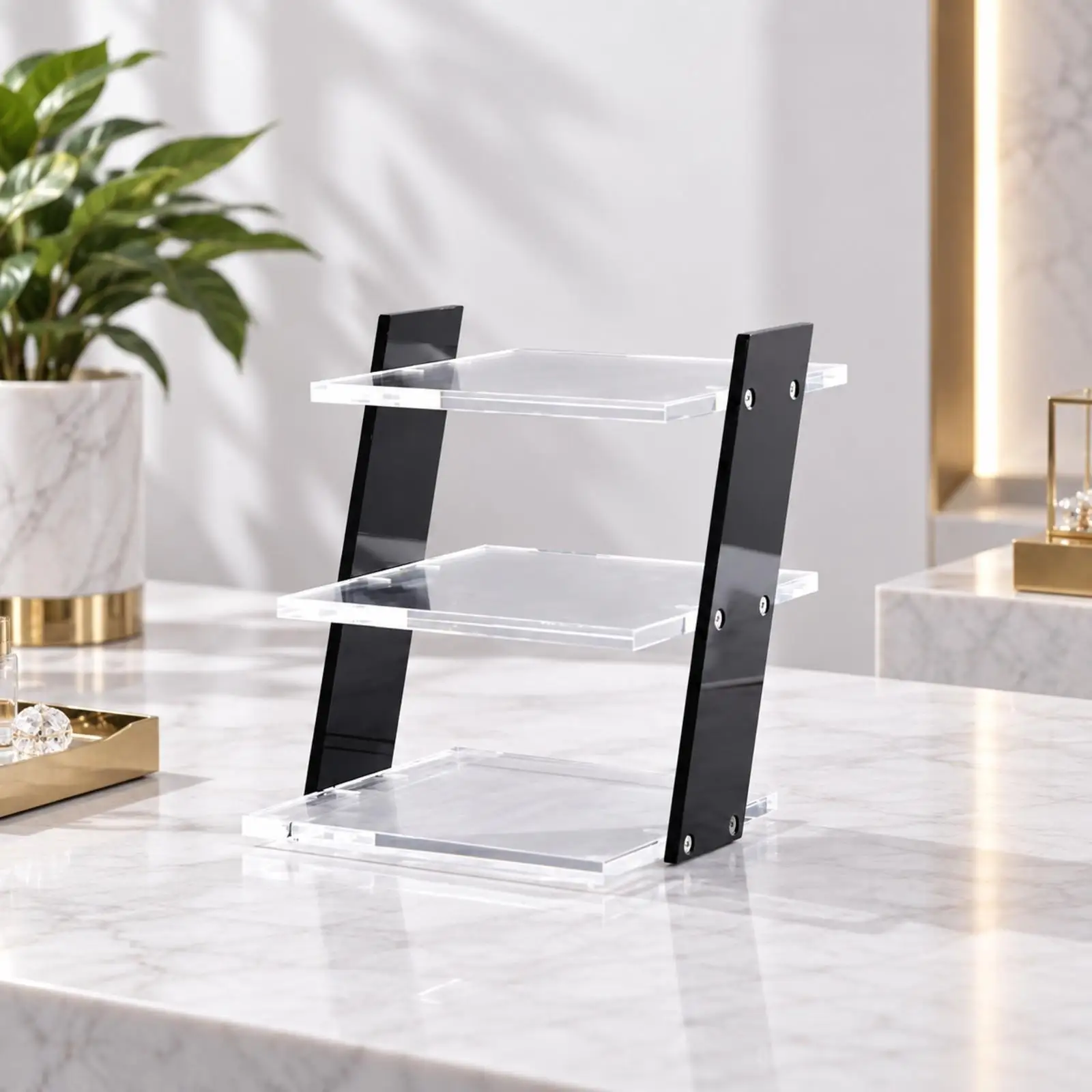 Three Tier Acrylic Glasses Display Rack Transparent Eyewear Organizer Stand for Optical Store Countertop Jewelry Display Shelf