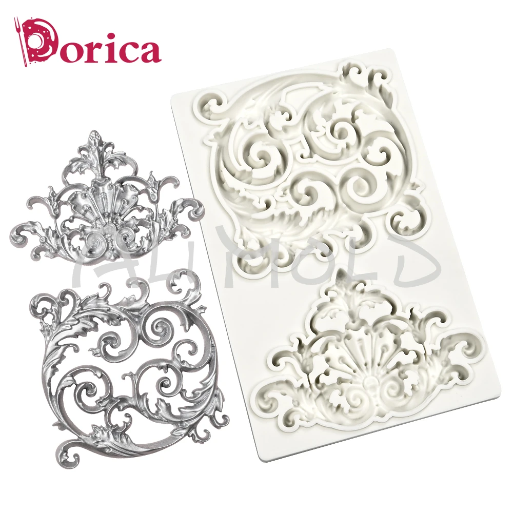 باروكو تصميم منقوش قالب سيليكون فندان ، قالب كعكة الشوكولاتة ، نموذج طين راتنج ذاتي الصنع ، أداة تزيين المنزل ، أدوات خبز #5